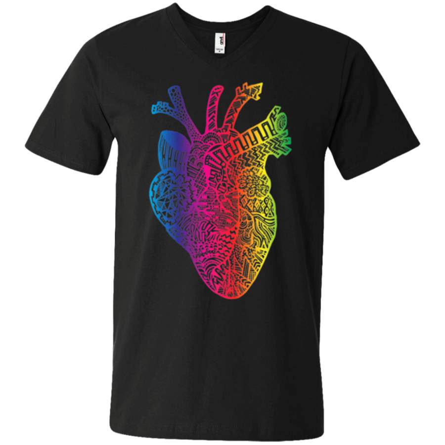 AGR Colorful Anatomical Heart Unisex V-neck