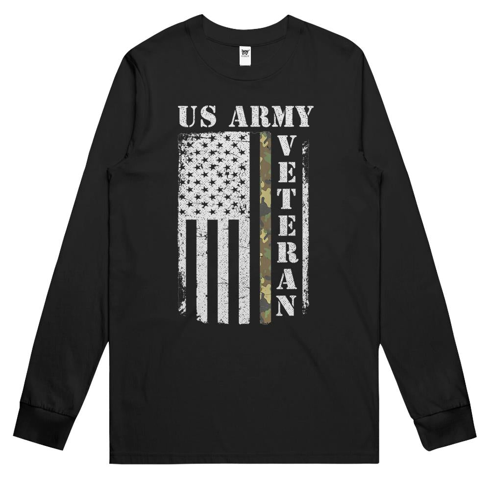 American Flag Camo Proud Us Army Veteran Tee Gift Women, Men Long Sleeve T Shirts