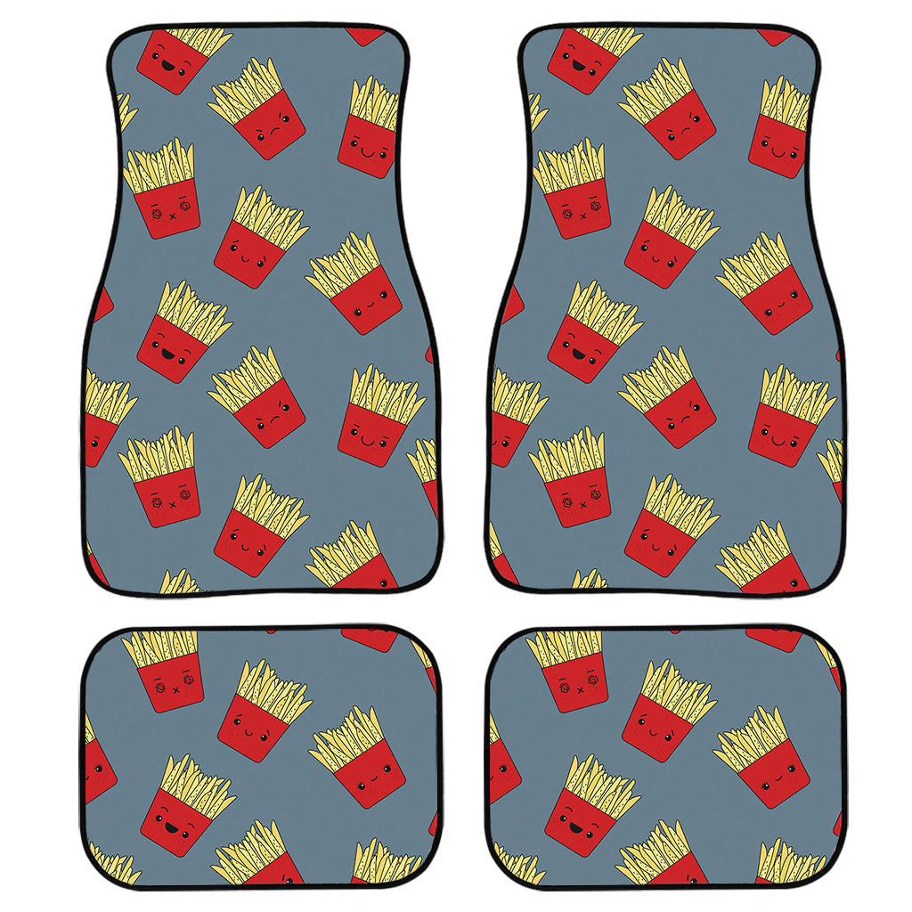 Cute French Fries Pattern Print Front And Back Car Floor Mats, Front Car Mat