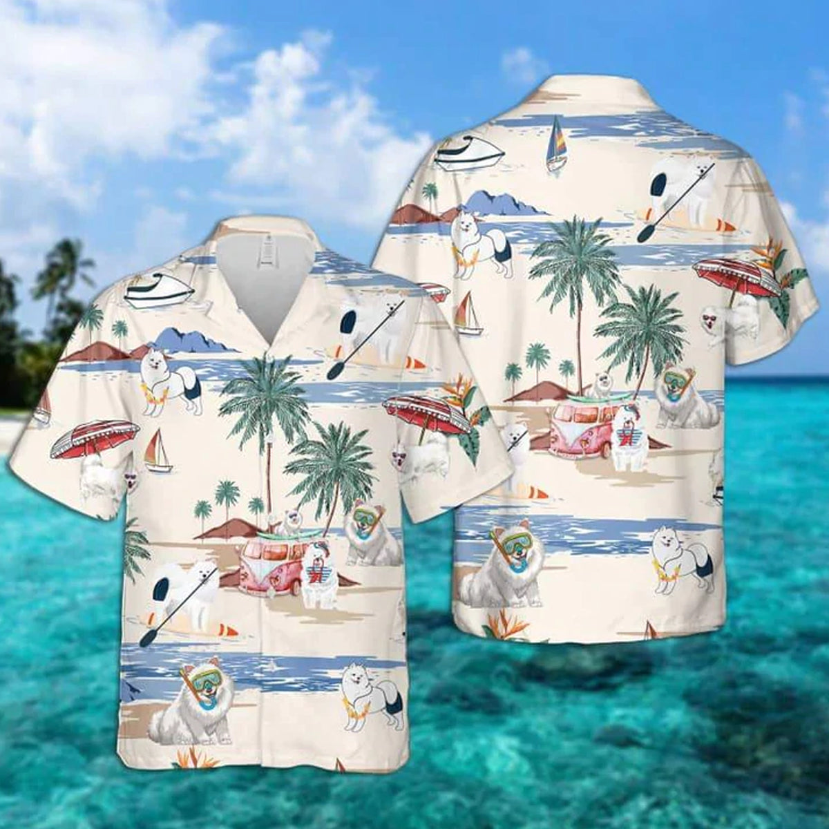 Samoyed Summer Beach Hawaii Hawaii Shirts For Men Women Short Sleeve Aloha Shirt Ha6257