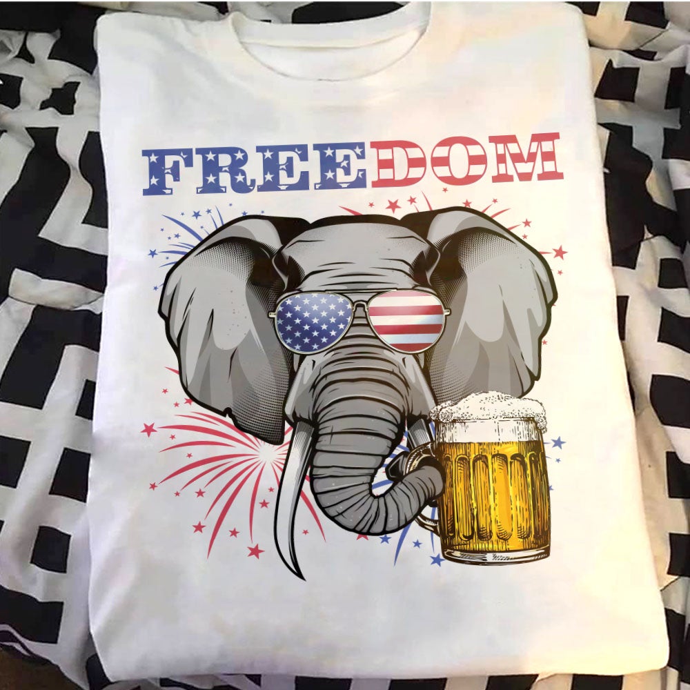 Elephant Us Freedom Graphic Unisex T Shirt, Sweatshirt, Hoodie Size S – 5XL