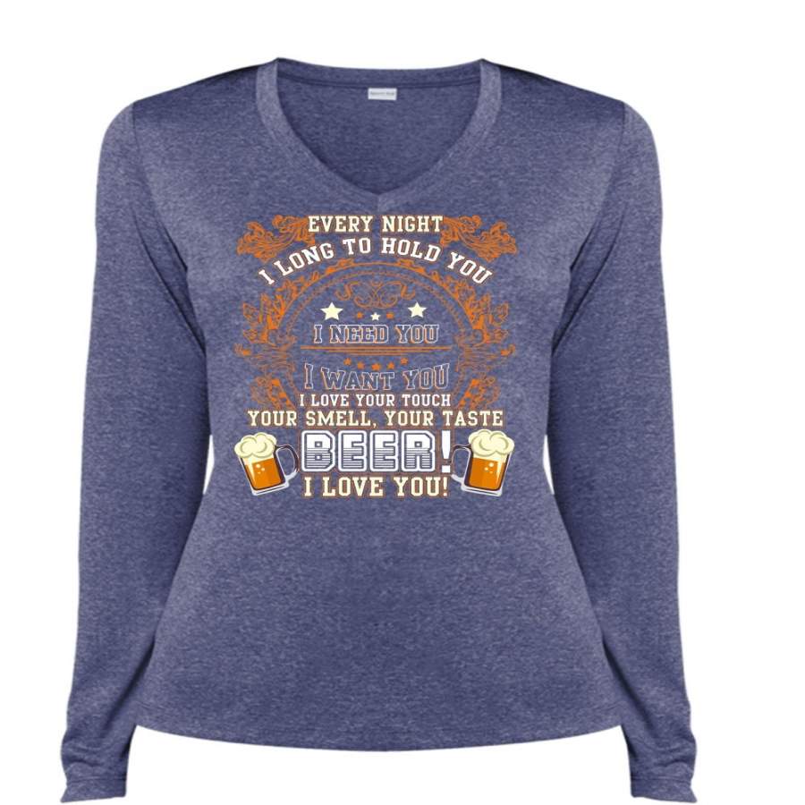 Your Taste Beer T Shirt, I Love You T Shirt, Cool Shirt (Ladies LS Heather V-Neck)