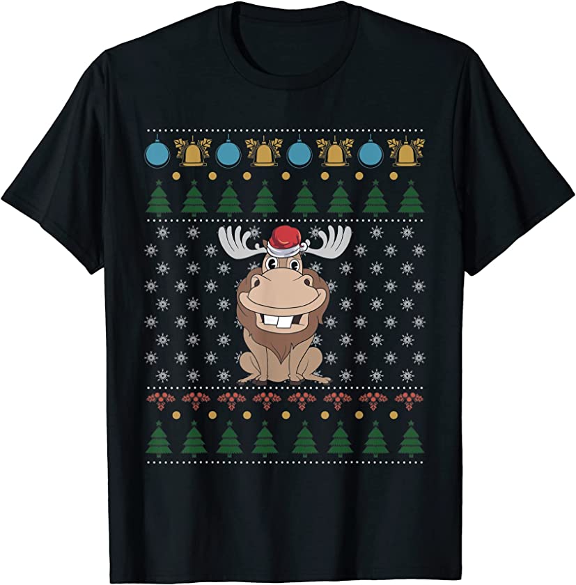 Ugly Christmas Animal Merry Xmas Moose Lover Forest Moose T-Shirt