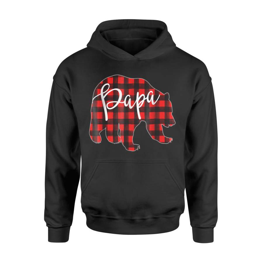 Christmas T-Shirt Mens Red Plaid Papa Bear Shirt Matching Pajama Family Buffalo Dad – Standard Hoodie