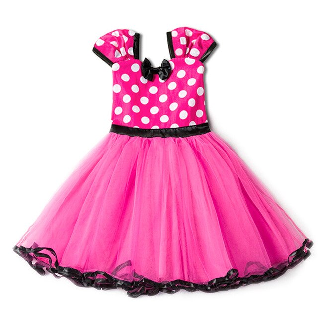 2-7Y New Summer Girl Dress Christmas Mouse Dress For Girls Printed Party Dress For Children Kids Polka Dot Baby Girl Clothes alx