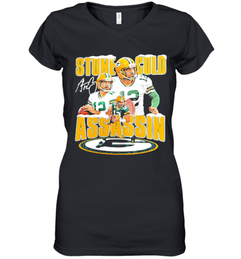 Stone Gold Assassin Signature Green Bay Packers Women’S V-Neck T-Shirt