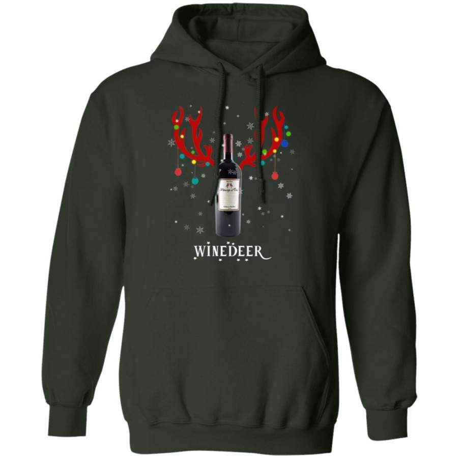 Winedeer Reindeer Ménage à Trois Wine Hoodie Christmas Wine Hoodie Cool Xmas Gift HA11