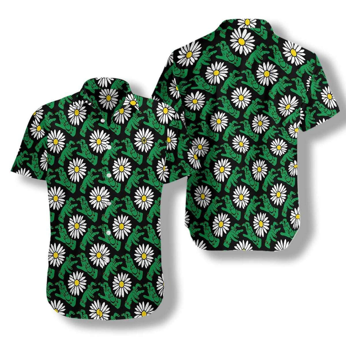 Hawaii Aloha Shirts Halloween Frankensteins Monster Hands And Daisies Ha3790