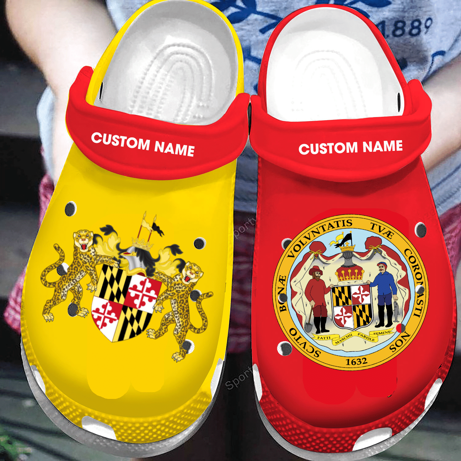 Custom Name Proud State Seal Of Maryland 1632 Clog Shoes #Dh