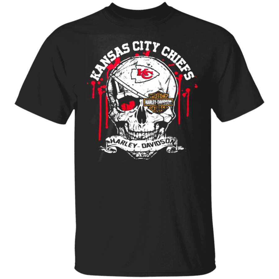 Kansas City Chiefs Motor Harley Davidson Cycles Skull T-Shirt