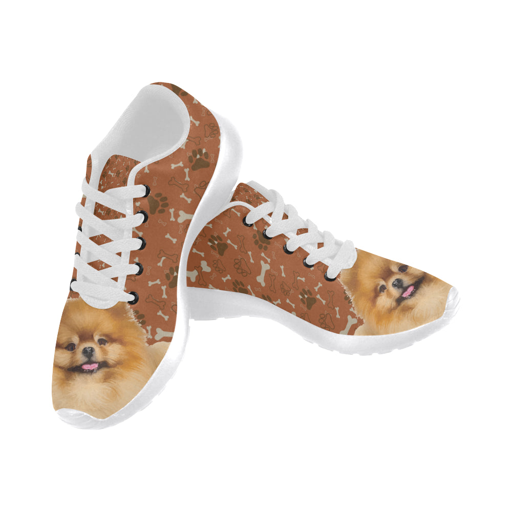 Pomeranian Dog White Sneakers for Women