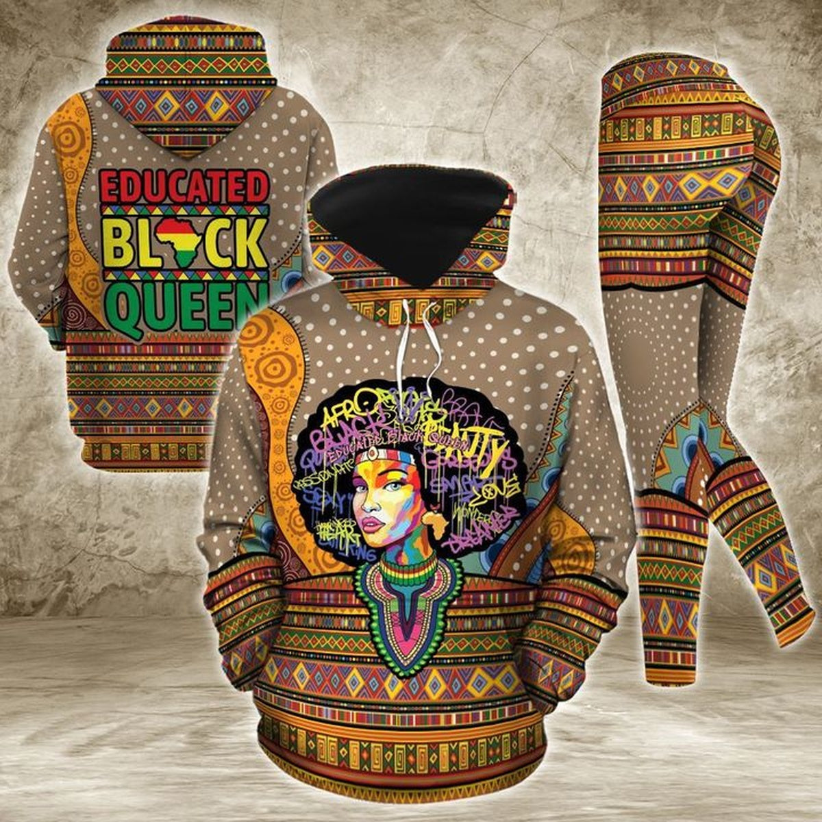 Black Queen Educated Unique  Legging Hoodie , African Legging Hoodie