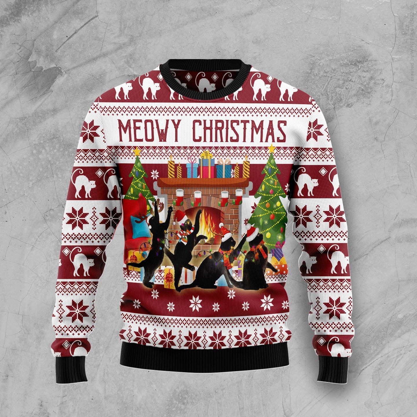 Black Cat Christmas Dancing Christmas Ugly Sweater