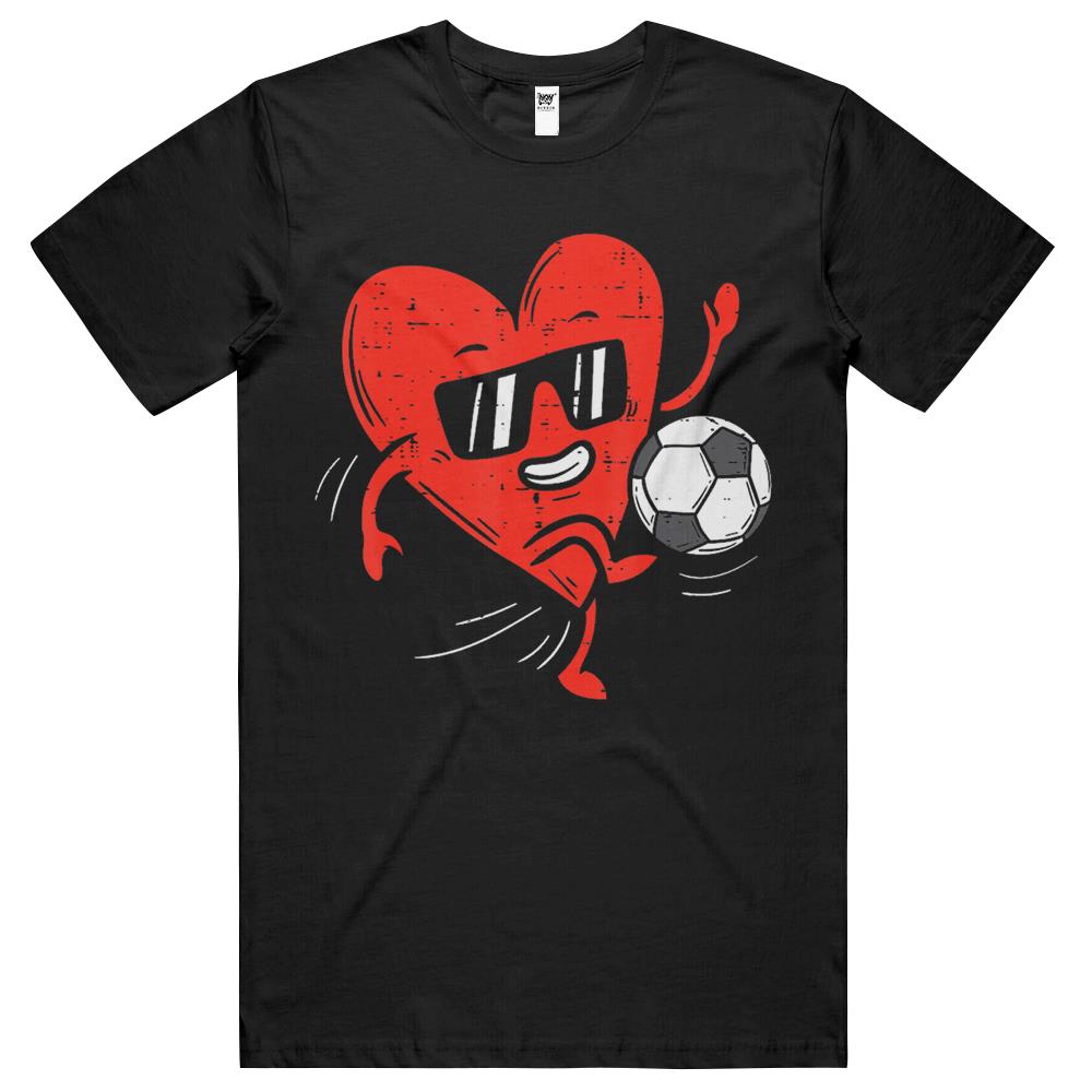 Heart Playing Soccer Valentines Day Football Girls Boys T Shirts