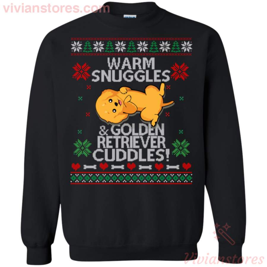 Warm Snuggles and Golden Retriever Cuddles Ugly Christmas Sweatshirt