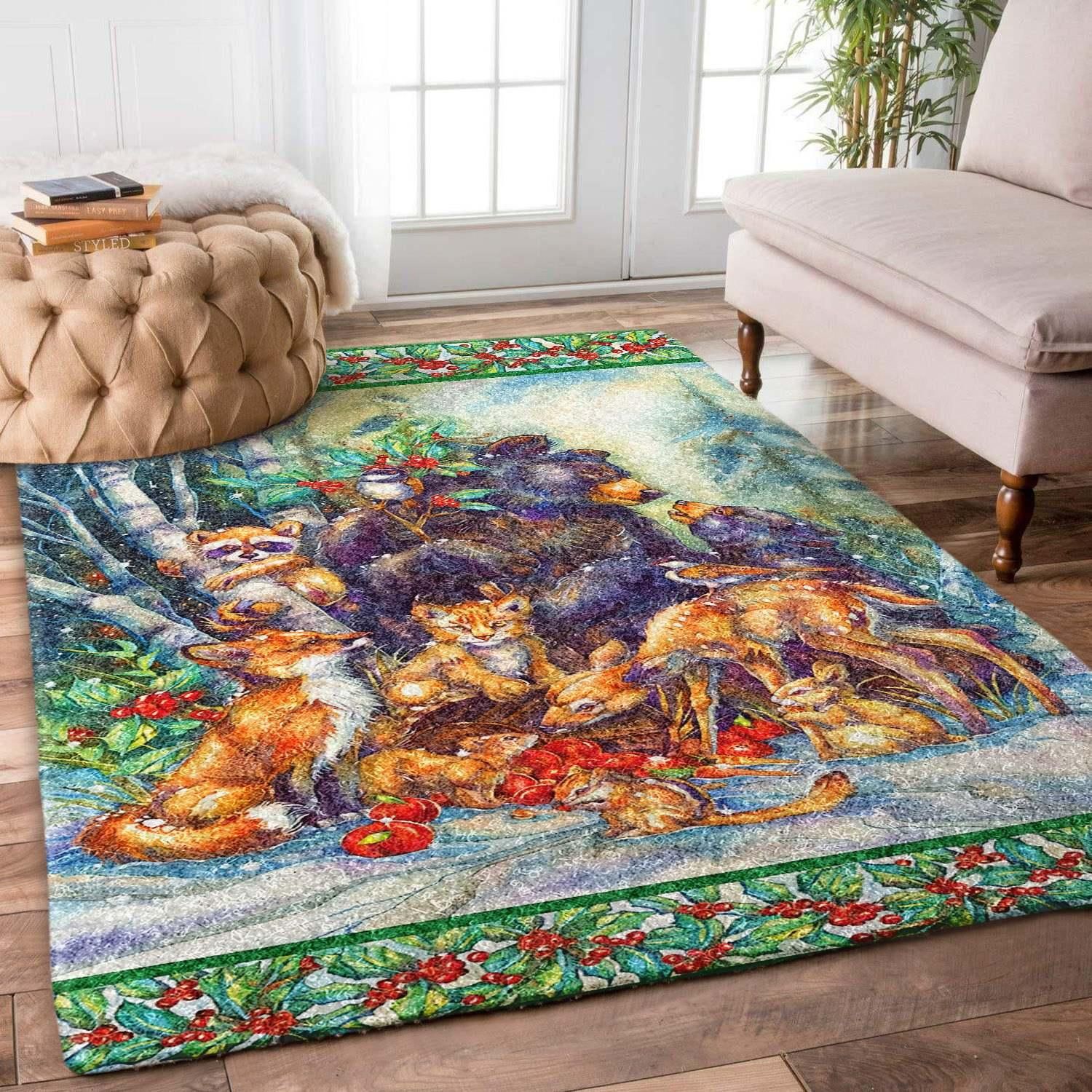 Animals Christmas In Jungle Dd0710009R Rug Custom By Brunomarsrugs