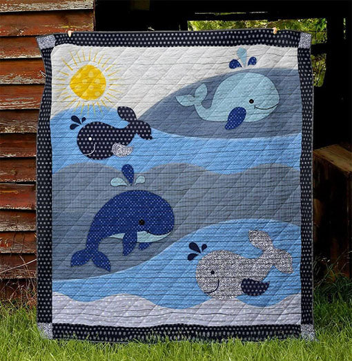 Cartoon Baby Whale Quilt Blanket Great Customized Blanket Gifts For Birthday Christmas Thanksgiving