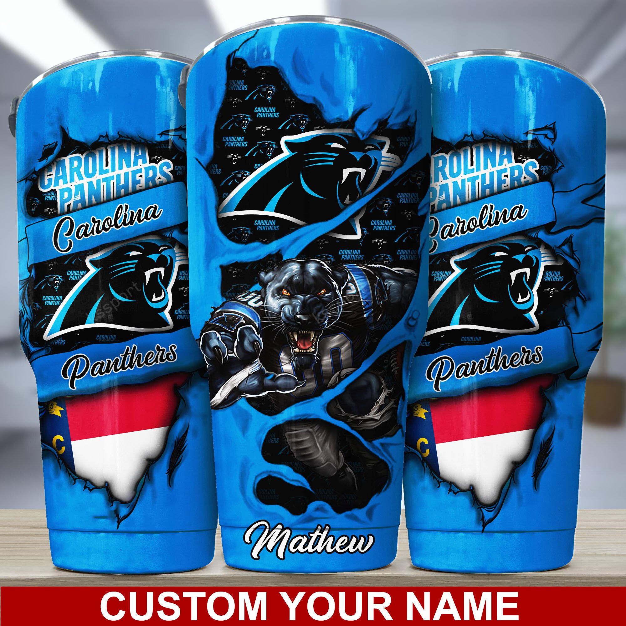 Carolina Panthers Custom Name Tumbler Bg225