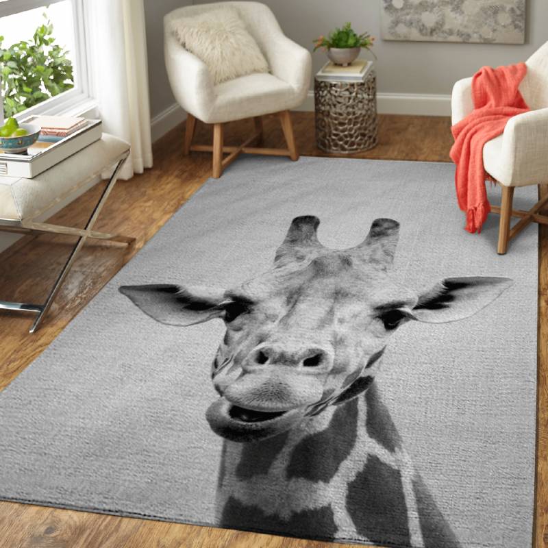 Giraffe BW – Animals Black & White Area Rug Carpet