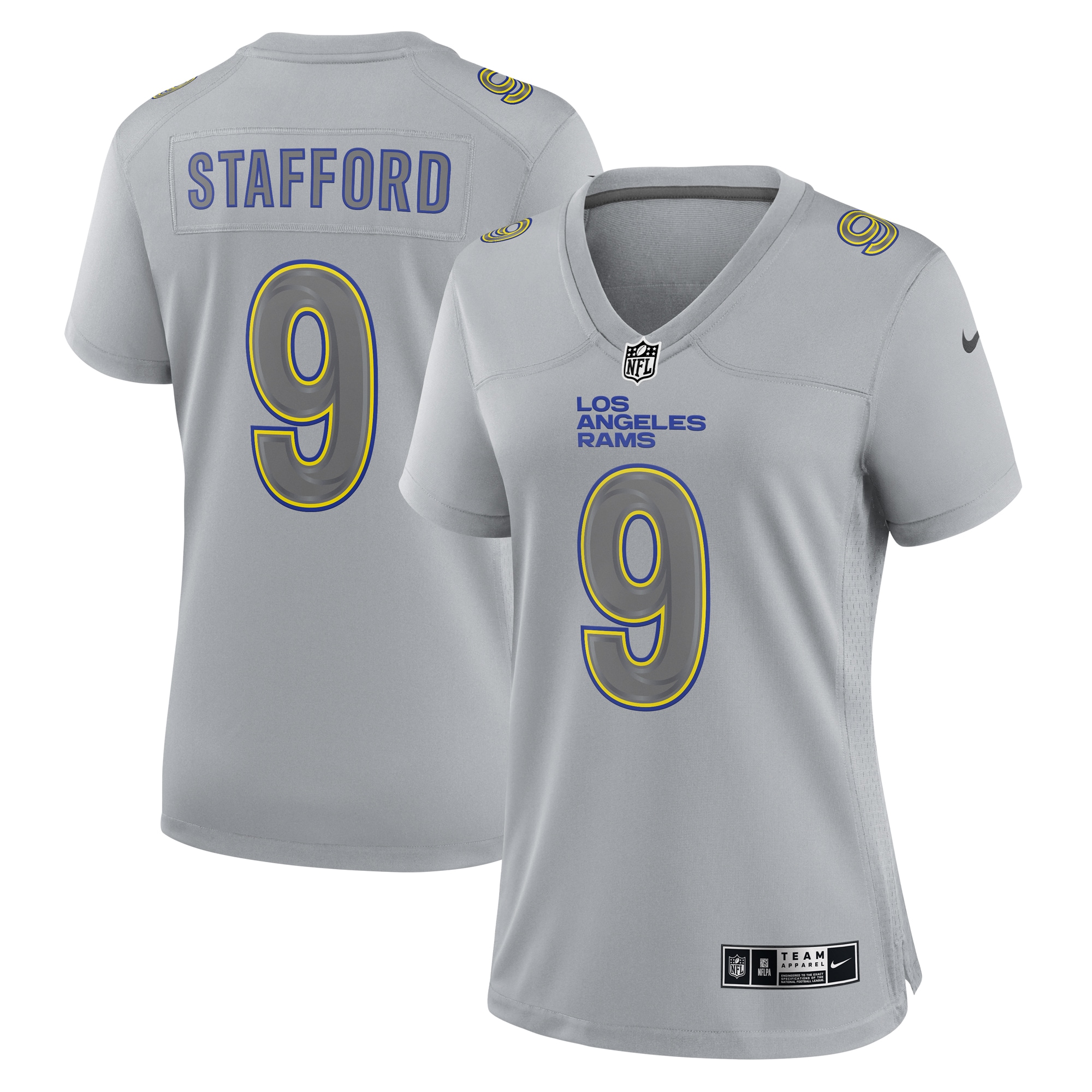 Women’s Los Angeles Rams Matthew Stafford Gray Atmosphere Fashion Game Jersey