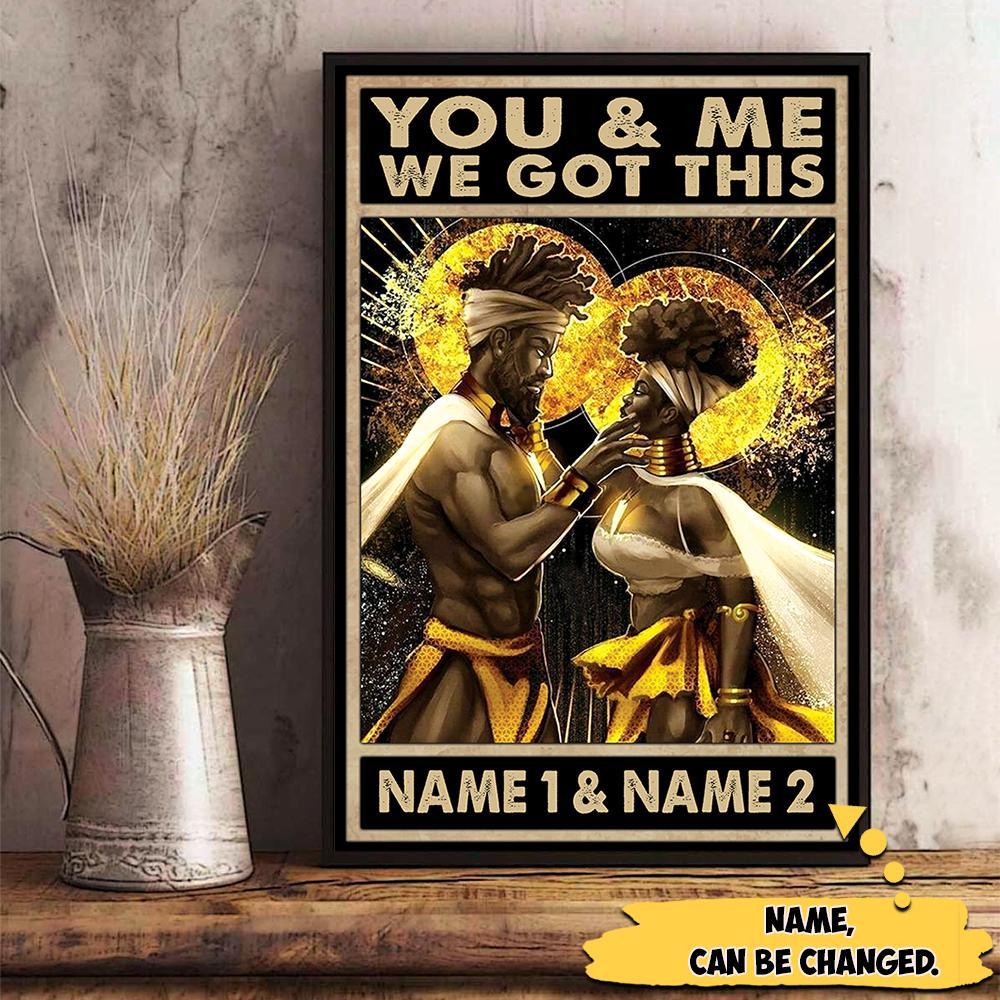 Personalized Black King And Queen Custom Name Vertical Poster