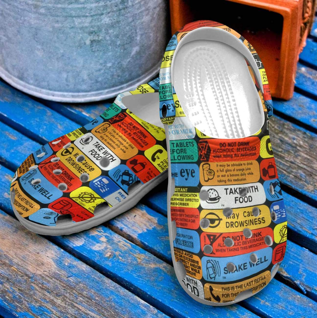 Pharmacy Personalized Clog, Custom Name, Text, Color, Number Fashion Style For Women, Men, Kid, Print 3D Warning Labels