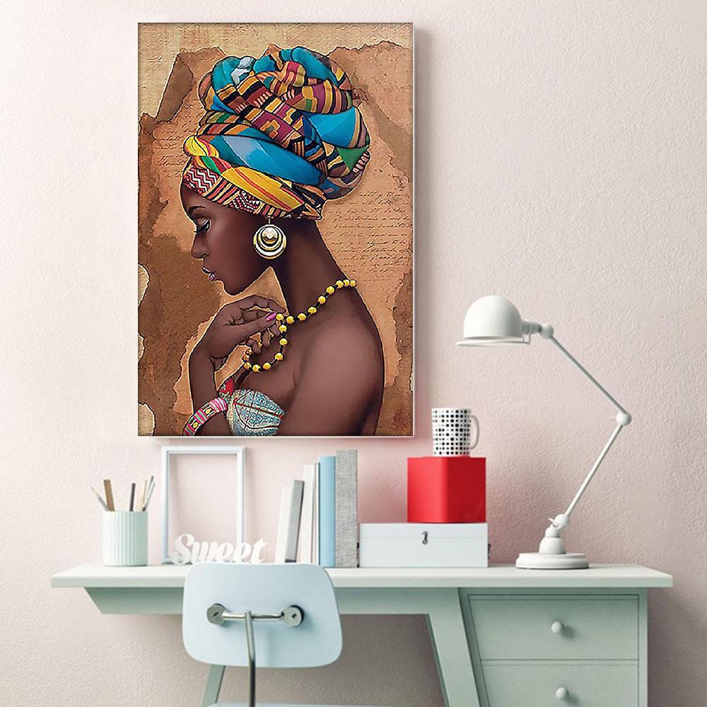 Black American Canvas Art Graphic African Poster Black Woman African King Beautiful Canvas Home Decoration