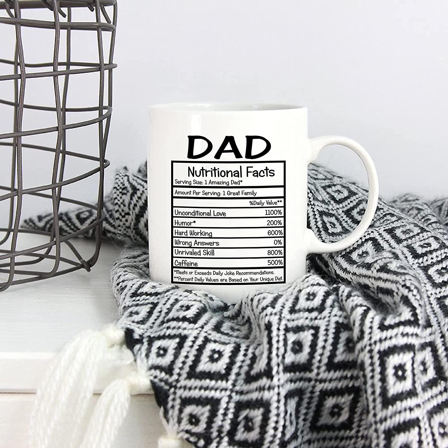 Dad Nutritional Facts Coffee Mug Christmas Gifts, Funny New Gag Novelty Gift From Son Or Daughter For Birthday, 11Oz Ceramic Cups