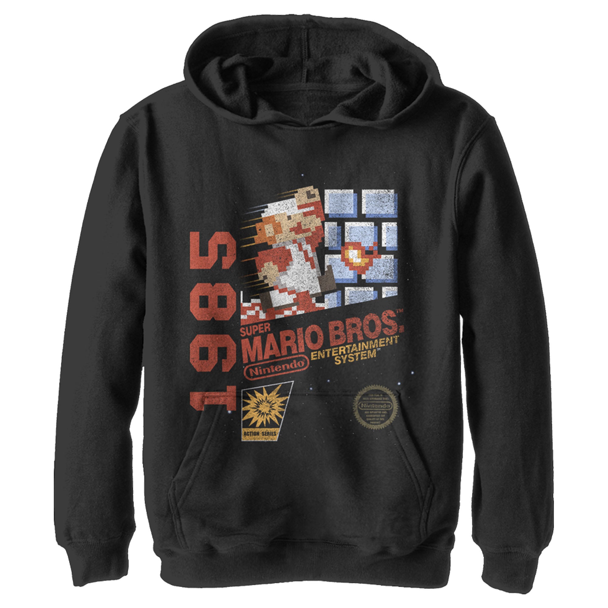 Boy’S Nintendo Super Mario Bros 1985 Box Art Pull Over Hoodie