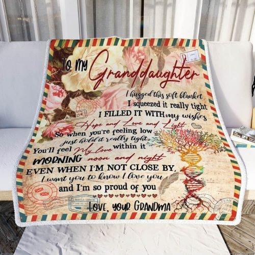 Sweet Letter To My Granddaughter From Grandma Blanket Gift For Granddaughter Home Decor Bedding Couch Sofa Soft And Comfy Cozy