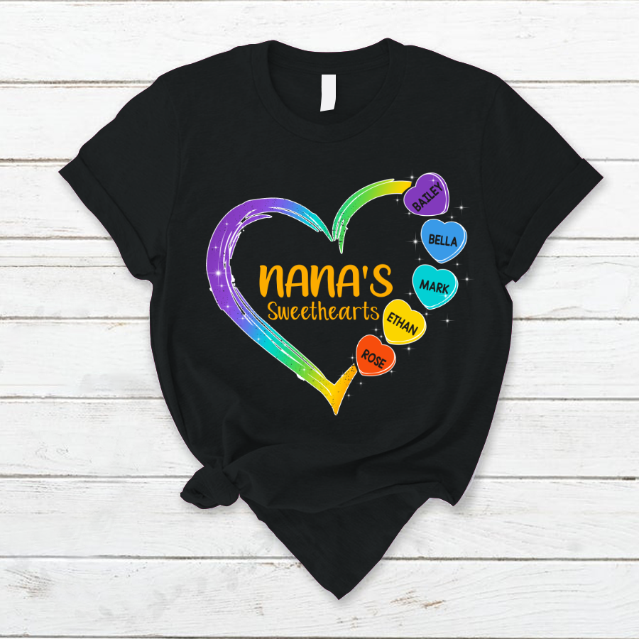 Nana’S Sweethearts Valentine Color Hearts T-Shirt