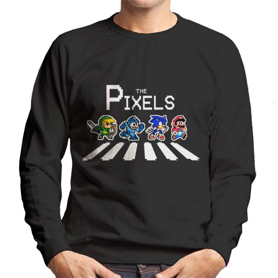 The Pixels Link Mega Man Sonic Mario Abbey Road Men’s Sweatshirt