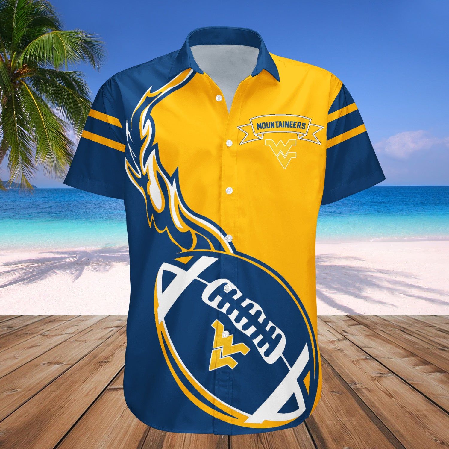 West Virginia Mountaineers Hawaii Shirt Flame Ball – NCCA