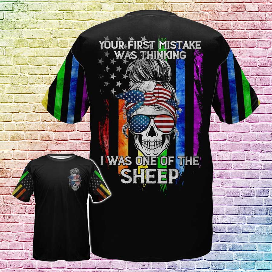 Pride Shirt For Lesbian, Your First Mistake Was Thinking I Was One Of The Sheep, Lgbt Skull Gift For Gay