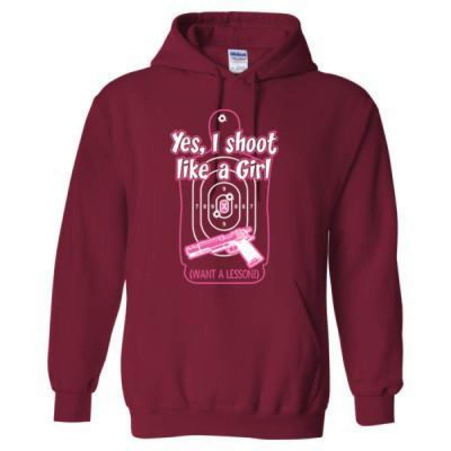 AGR Yes I Shoot Like A Girl Want A Lesson Shooting Guns – Heavy Blend™ Hooded Sweatshirt