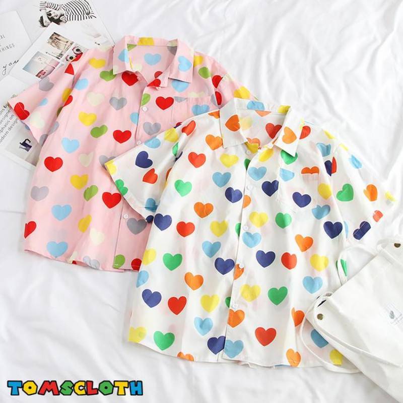 Love Pattern Printed Candy Color Shirts