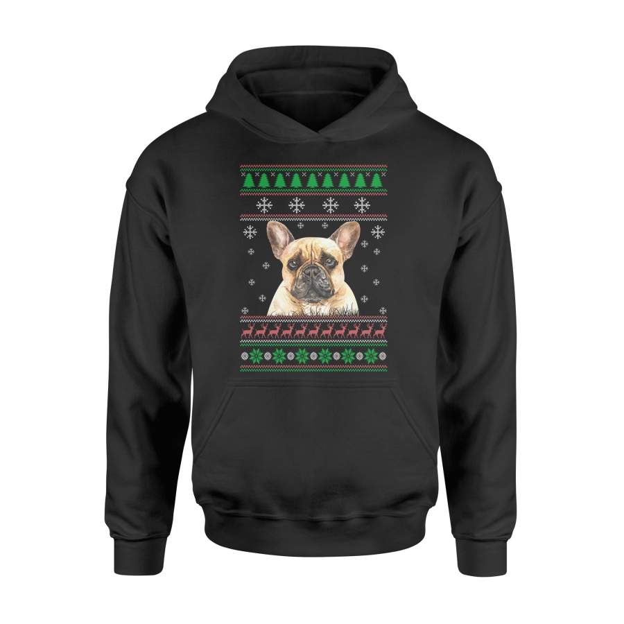 Dog Lover Ugly Christmas Sweater French Bulldog Funny Xmas Sweatshirt – Standard Hoodie