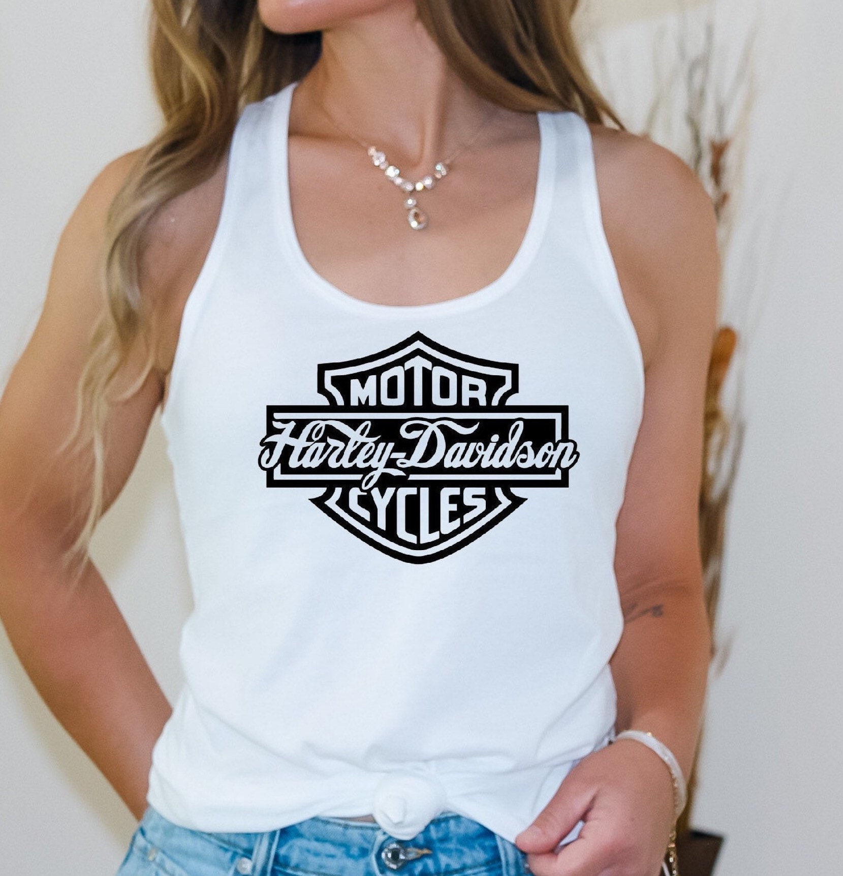 Harley Davidson Tank Top Retro Harley Logo Motorcycle Scoop Neck Tank HD Plus Size Biker Shirt
