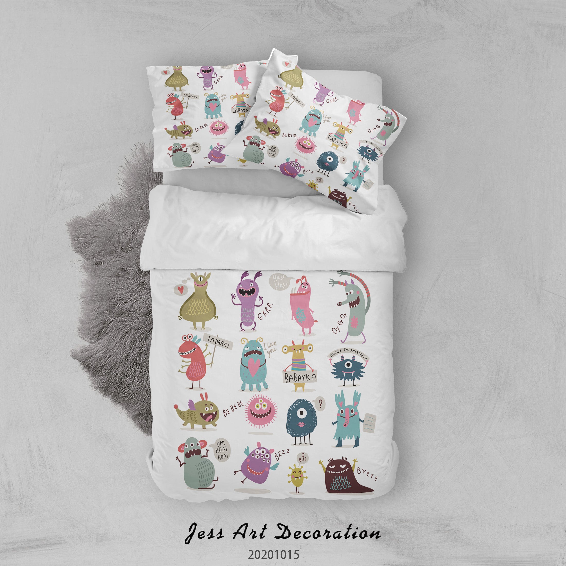 3D Cartoon Animal Monsters Pattern Quilt Cover Set Bedding Set Duvet Cover Pillowcases Wj 9675