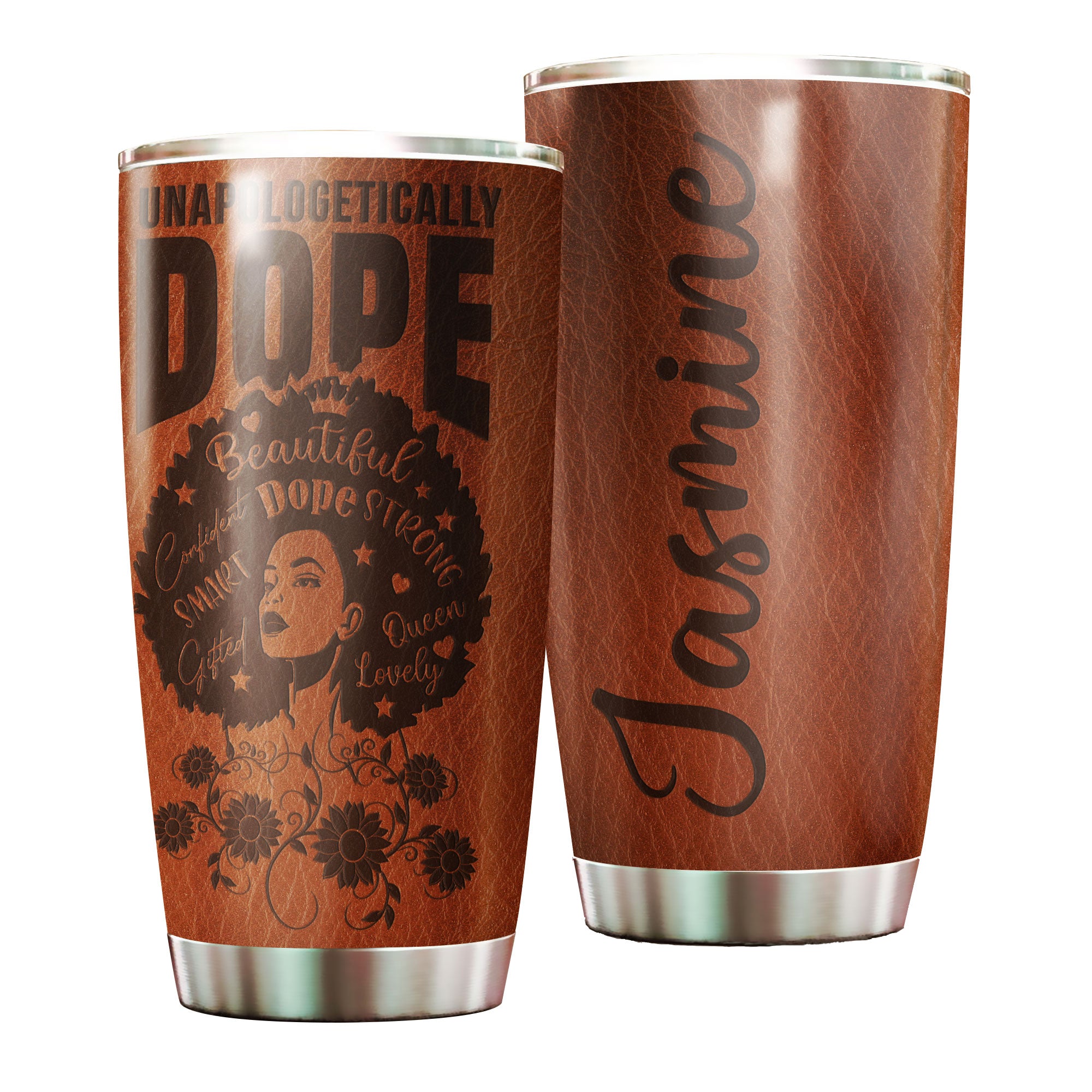 Personalized Black Queen Unapologetically Dope Stainless Steel Tumbler – Customized Double-Walled Insulation Travel Thermal Cup With Lid