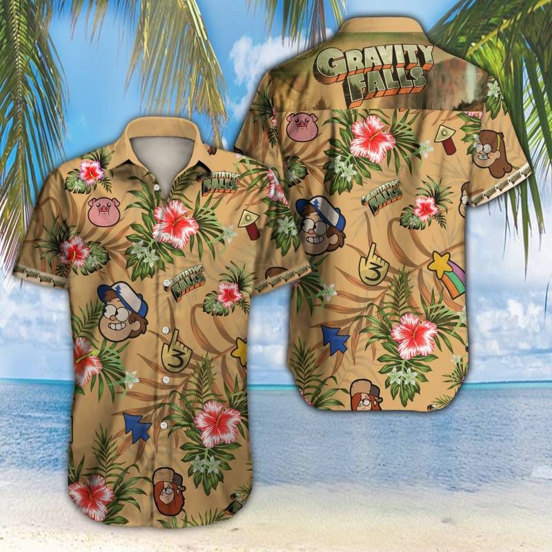 Gravity Falls Hawaii Graphic Print Short Sleeve Hawaii Casual Shirt Ha82650