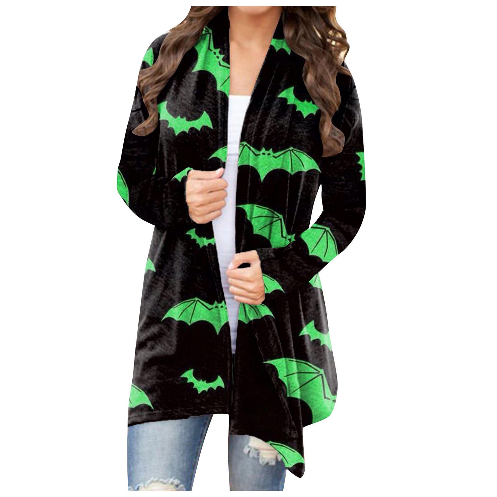 Women Halloween Cardigan Fashionable Pumpkin Animal Cat Printing Jacket Long Sleeve Coat Female Autumn Winter Plus Size Clothes alx