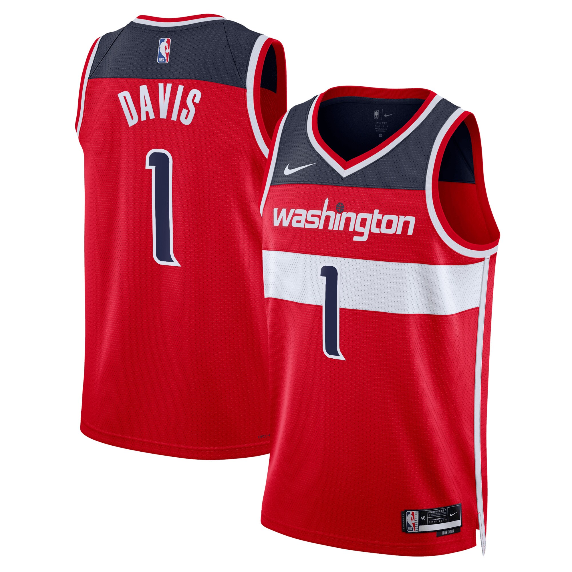 Washington Wizards Icon Edition Swingman Jersey – Red – Johnny Davis – Unisex