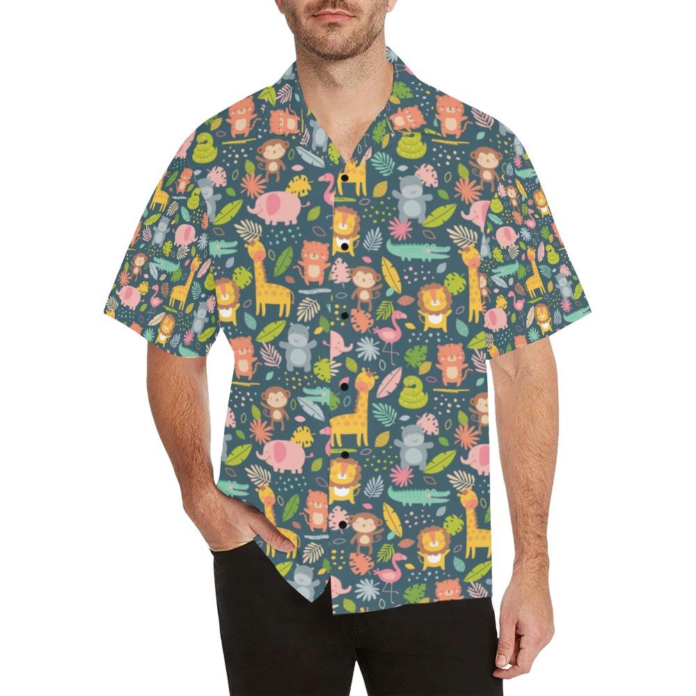 Safari Animal Cartoon Print Design Lks305 Hawaiian Shirt