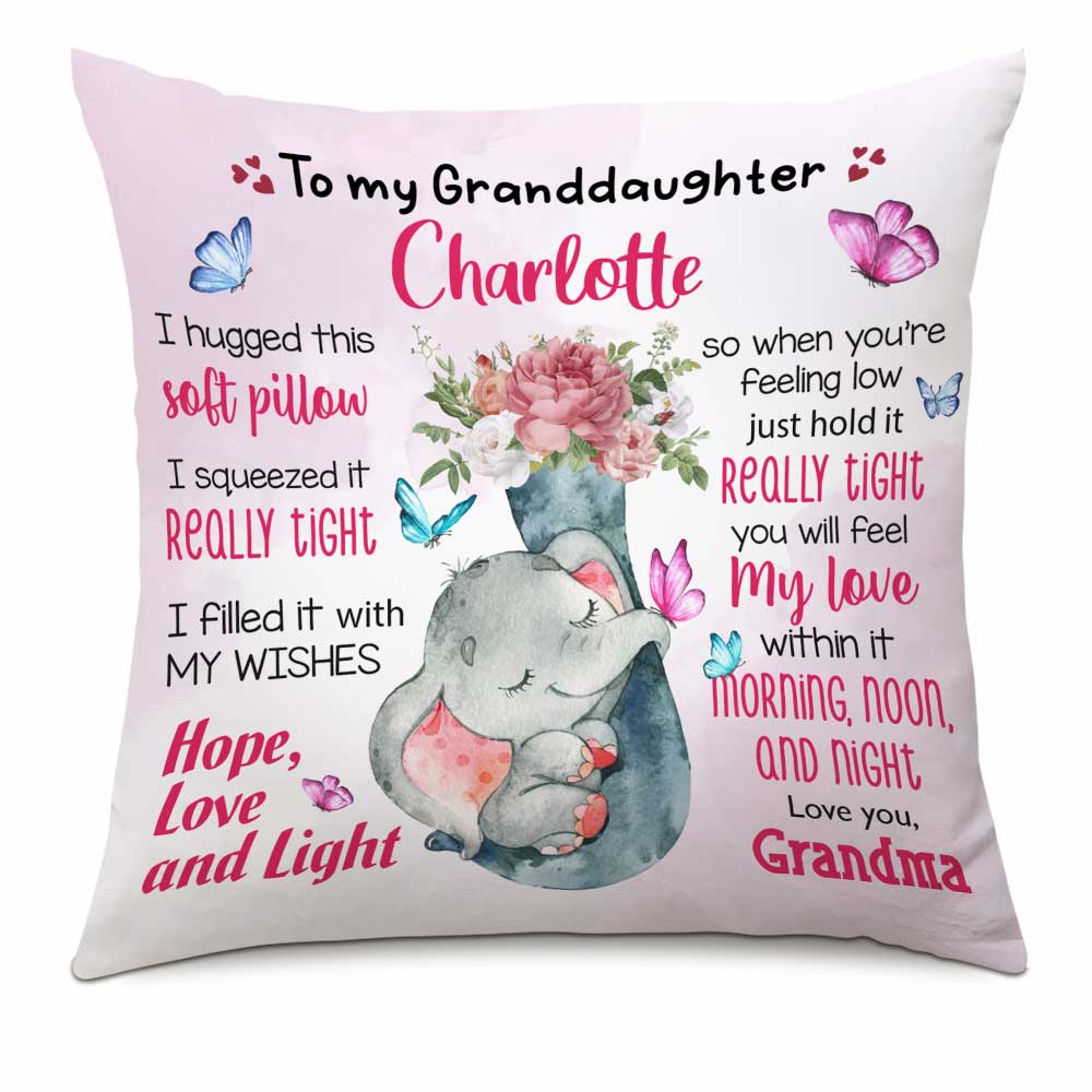 Personalized Mom Grandma Son Daughter Grandson Granddaughter Baby Elephant Pillow Nb52 24O66