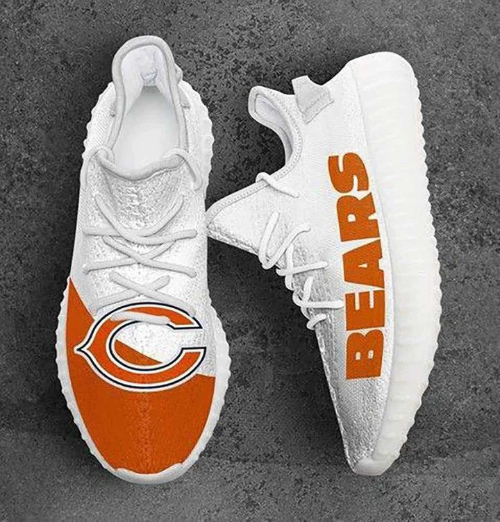 Yeezy Shoes Nfl Chicago Bears Hot Trending New White Orange Logo Yeezy Boost Sneakers