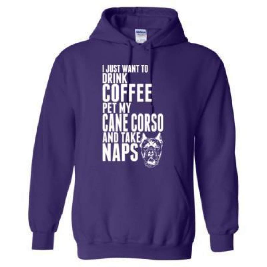 AGR Just Want To Drink Coffee Pet My Cane Corso Dog Take Naps – Heavy Blend™ Hooded Sweatshirt