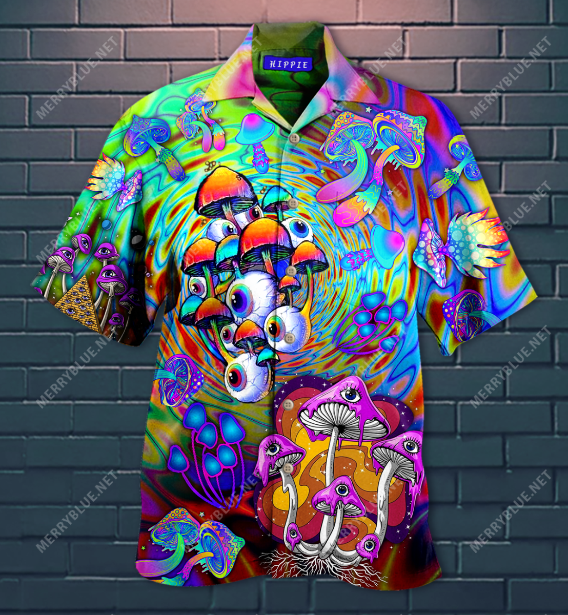 Trippy Mushroom Eyes Hippie Hawaii Shirt Ha39140