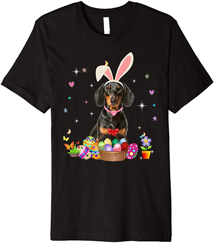 Cute Dachshund Easter Day Bunny Eggs Easter Costume Womens Premium T-Shirt