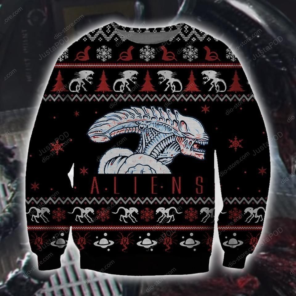 Alien Knitting Pattern Ugly Christmas Sweater, All Over Print Sweatshirt